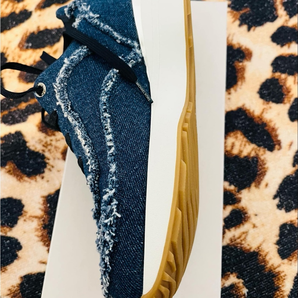 Michael Kors Ari Frayed Denim Trainer - Picture 13 of 14